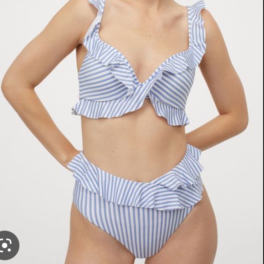 H&M Ruffle Stripe Bikini (bottoms NWTO)